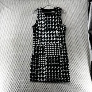 Trina Turk Houndstooth Dress Sleeveless Career Party‎ Cocktail Black White L